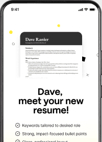 A resume generated by Earn Better with suggested improvements